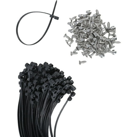 12 inches Black Cable Ties Pack Of 100 High Strength Ties with Screw Holes for Easy Installation In Auto Home Projects
