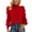 Red, variant on Mikilon Womens High Neck Shirts Round Neck Long Sleeve Solid Color Tops Casual Ruff Sleeve Blouses