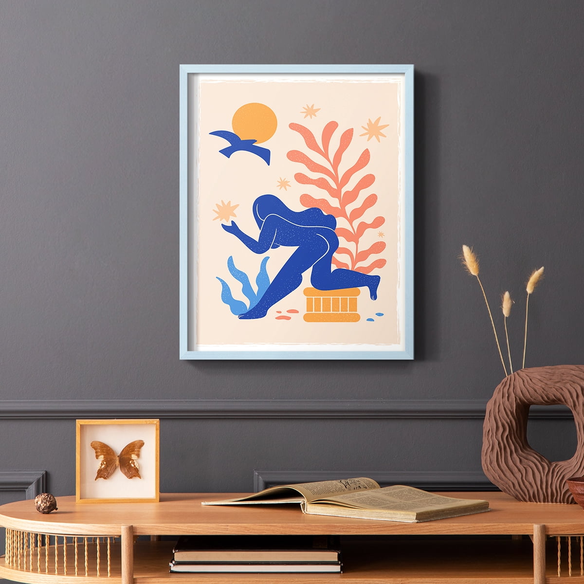 Matisse CCCLXV in Blue Solid Wood 16 x 20 Framed Print