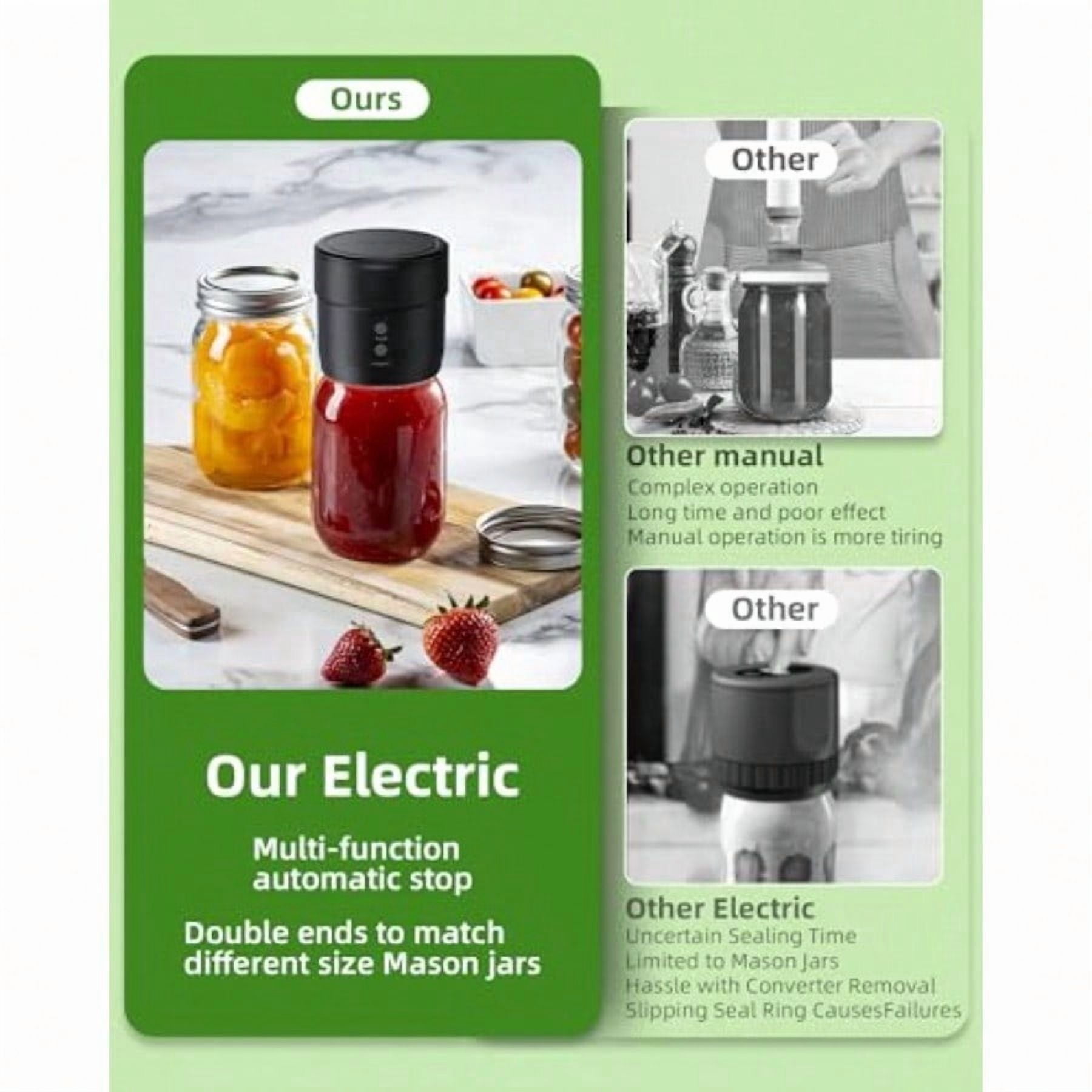 Mason Jar Vacuum Sealer Kit Electric Mason Jar Vacuum Sealer Kit Jar Vacuum Sealer for Mason Jars Double Cordless Automatic Vacuum Sealer with Wide and Regular Mouth Mason Lids for Food Storage