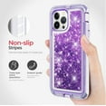 thumbnail image 5 of Designed for Apple iPhone 14 Pro Heavy Duty Case, Heavy Duty Glitter Case for Girls Women Liquid Bling Sparkle Shining Glitter Luxury Shockproof Phone Case Cover for Apple iPhone 14 Pro,Purple, 5 of 7