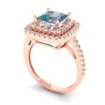 thumbnail image 2 of 2.07 ct Princess Cut Blue Moissanite with Simulated Diamond Halo Accents 14K Rose Gold Womens Engagement Ring, 2 of 5