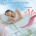 thumbnail image 3 of Blue Pink Green Floral Cooling Blanket, Lightweight Breathable Summer Throw Blanket with Double Sided Cold Effect, Seasonal Botanical Blooms Picnic Beach Blankets Bed Sheet for Hot Sleepers 60"x80", 3 of 8