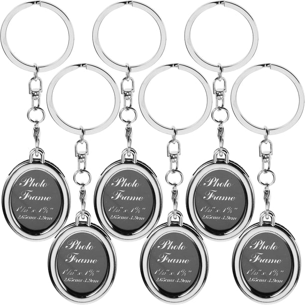 6pcs moda mini marco de fotos llaveros de metal llaveros llavero regalo para pareja y familia (elipse)