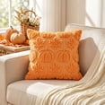 thumbnail image 4 of Throw Pillow Cover, Plush Halloween Fall Decor Pillow Case, Embossed Pumpkin Leaf Couch Pillow, Orange 18X18 Inch Fall Decor for Home, No Filler Included, Cozy Fuzzy Square, 4 of 7