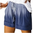 thumbnail image 2 of Shorts for Women Summer Comfy Elastic Casual Women's Shorts with Pockets Waist and Tie-Dye Pattern for Everyday Wear Blue 4XL, 2 of 2