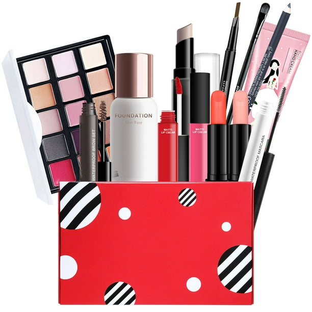 Fiudx Set de Cosméticos, Kit de Maquillaje Ligero de 13 Piezas, Neceser Versátil, Paleta de Sombras de Ojos Llamativa, Ideal para Uso Diario, Eventos Especiales y Maquillaje, Regalo Perfecto para Cua
