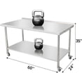 thumbnail image 2 of Stainless Steel Prep Table - 60x24x35 Inch, with Caster Wheels, Hooks, Enhanced Durability, Easy Assembly, Ideal for Kitchen, Garage, Workshop, 2 of 6