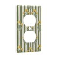 thumbnail image 2 of Yayeee Duplex Wall Plate 1-Gang 4.5"x2.7" Home Receptacle Light Switch Decorative Outlet Cover, Green Stripe Flowers, 2 of 7
