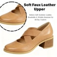 thumbnail image 4 of CHICVOMEY Womens Crisscross Elastic Strap Block Heel Mary Jane Shoes Square Toe Faux Leather Mid Heel Pumps Slip On Closed Toe Casual Dress Shoes for Office Daily, 4 of 9
