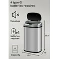 Touch Free Stainless Steel Trash Can 13 Gallon for Kitchen, Automatic