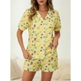 thumbnail image 5 of Michellecmm  Women 2 Piece Lounge Set Short Sleeve Lapel Goblet Print Shirt Shorts, 5 of 9