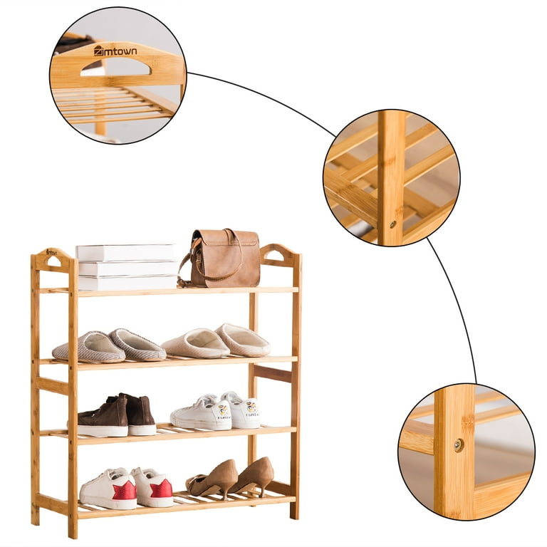 Zimtown Natural Bamboo 4 Tiers Shoe Rack Shoe Storage Organizer 12