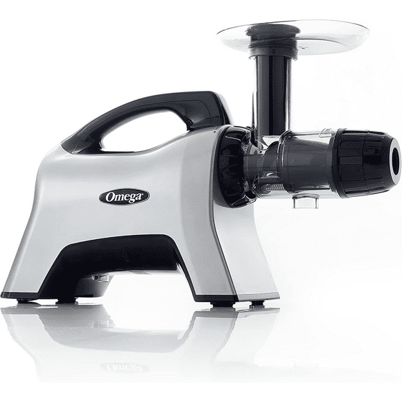Omega Cold Press Masticating Horizontal Juicer with Nutrition System, 200W Low-Speed 3-Stage Augur, in Silver (NC1000HDS)
