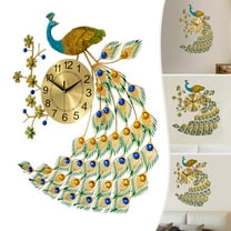Luxury Peacock Large Wall Clock Metal Living Room 3D Wall Watch Home Decor Clock Without Battery