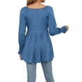thumbnail image 5 of Cogild Womens V Neck Long Sleeve Shirts Casual A Line Pleated Puff Sleeves Tunic Tops Blouse, 5 of 6
