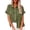 Army Green Shirts, variant on CAIVO Fashion Women's Solid Color Linen Casual Loose Short Sleeve Button Shirt Holiday Summer Blouse Back To School Tops