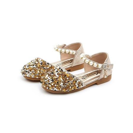 

Sunisery Toddler Girls Princess Shoes Sparkly Sequined Faux Pearl Decor Sandals Kids Closed Toe Shoes Summer Daily Party Stage