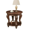 thumbnail image 4 of 22" Retro Round End Table - Solid Wood Side Table with Shelf & Carved Legs for Living Room, Farmhouse Style in Cherry, 4 of 9
