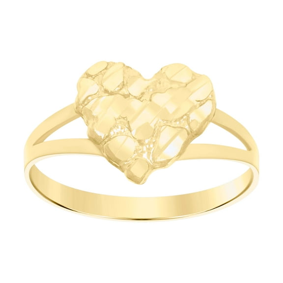 10kt Real Yellow Gold Womens Nugget Heart Ring
