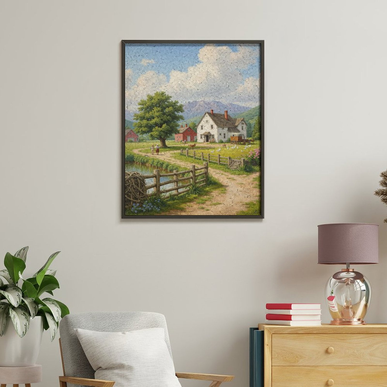 Paint by Numbers Kit for Adults, Farmhouse Scenic Landscape Pathway Paint by Numbers, Easy Paint by Numbers Kit for Adults Beginner, DIY Adult Paint by Number Kits on Canvas, Home Decor