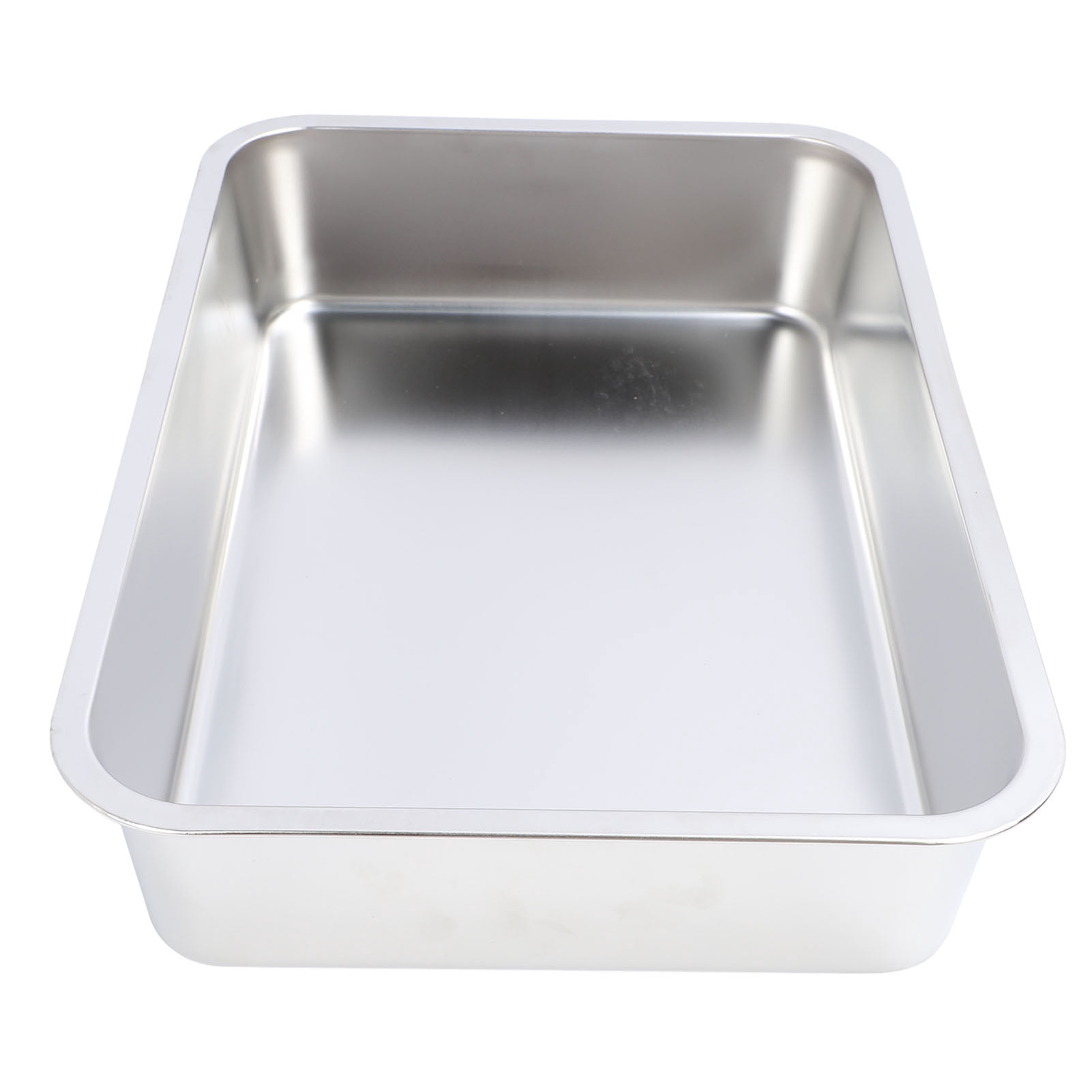 Rupoun Large Stainless Steel Open Cat Litter Box with High Sides Heavy Duty Metal Litter Pan 19.68 x 13.78 x 3.94 inches / 50x35x10 cm