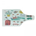 thumbnail image 1 of Saying Cutting Board, Composition of Cartoon Elements Flowers Animals Apartments Car Tree, Decorative Tempered Glass Cutting and Serving Board, Wine Bottle Shape, Multicolor, by Ambesonne, 1 of 1