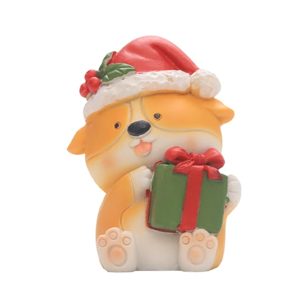 Figuras de decoración navideña, lindas miniaturas, adornos, regalo de Navidad, decorativo Corgi