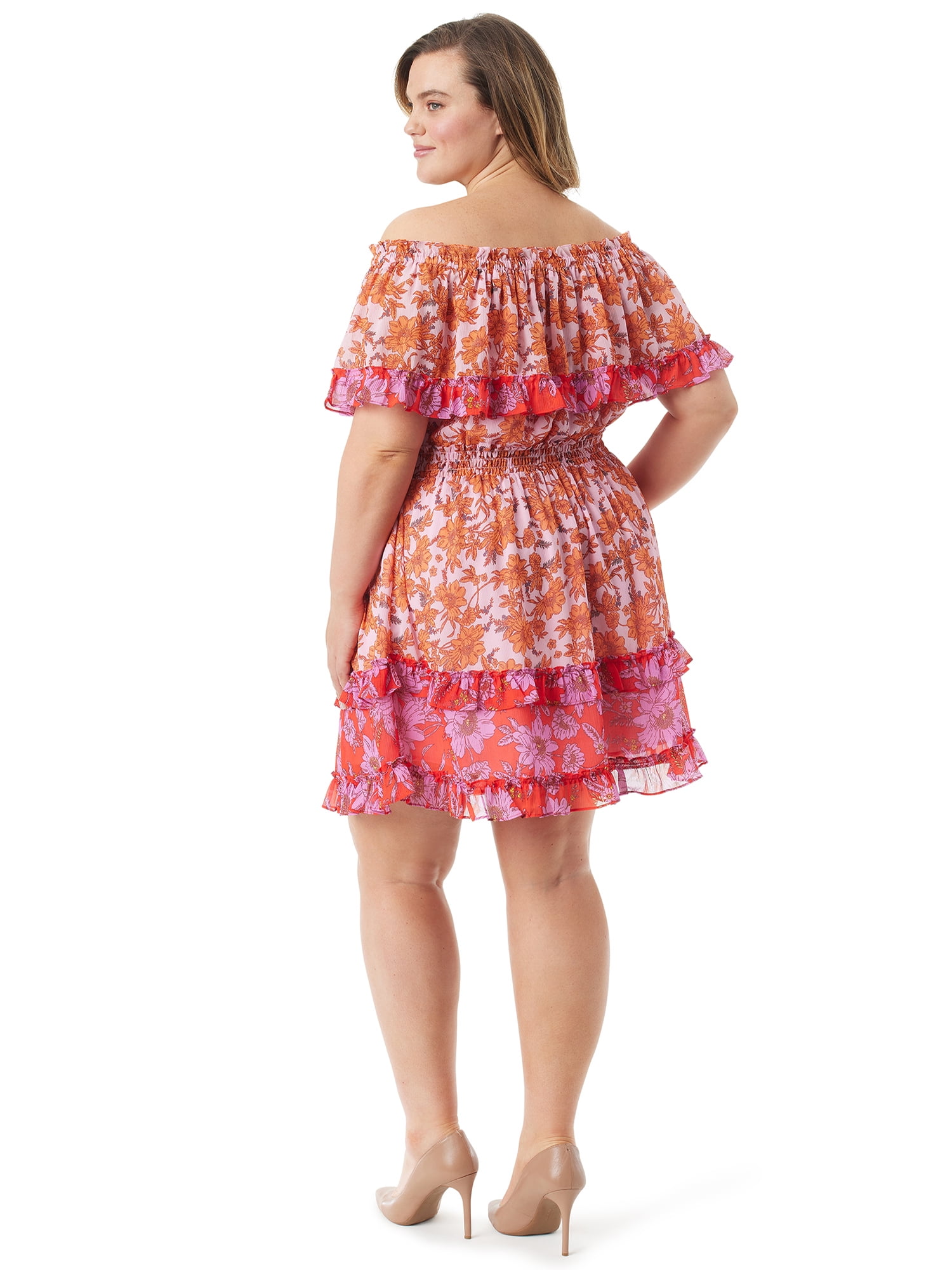 Jessica Simpson Women's and Women's Plus Amelia Ruffle Short Dress