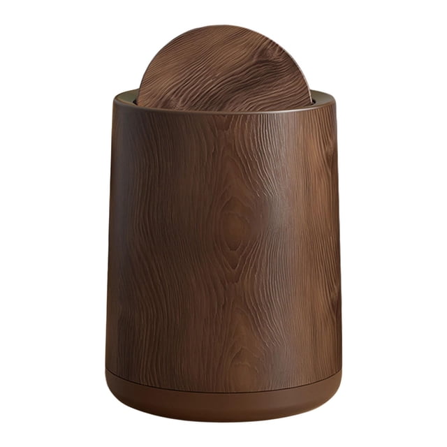 Bote de Basura Redondo, Bote de Basura doméstico de Grano de Madera Moderno y Redondo Interior extraíble, Bote de Basura para Oficina y Dormitorio 200 mm x 254 mm