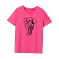 thumbnail image 4 of Camisetas de manga corta cómodas y novedosas para mujer, camisetas con cuello redondo Rosa Rosa, 4 of 8