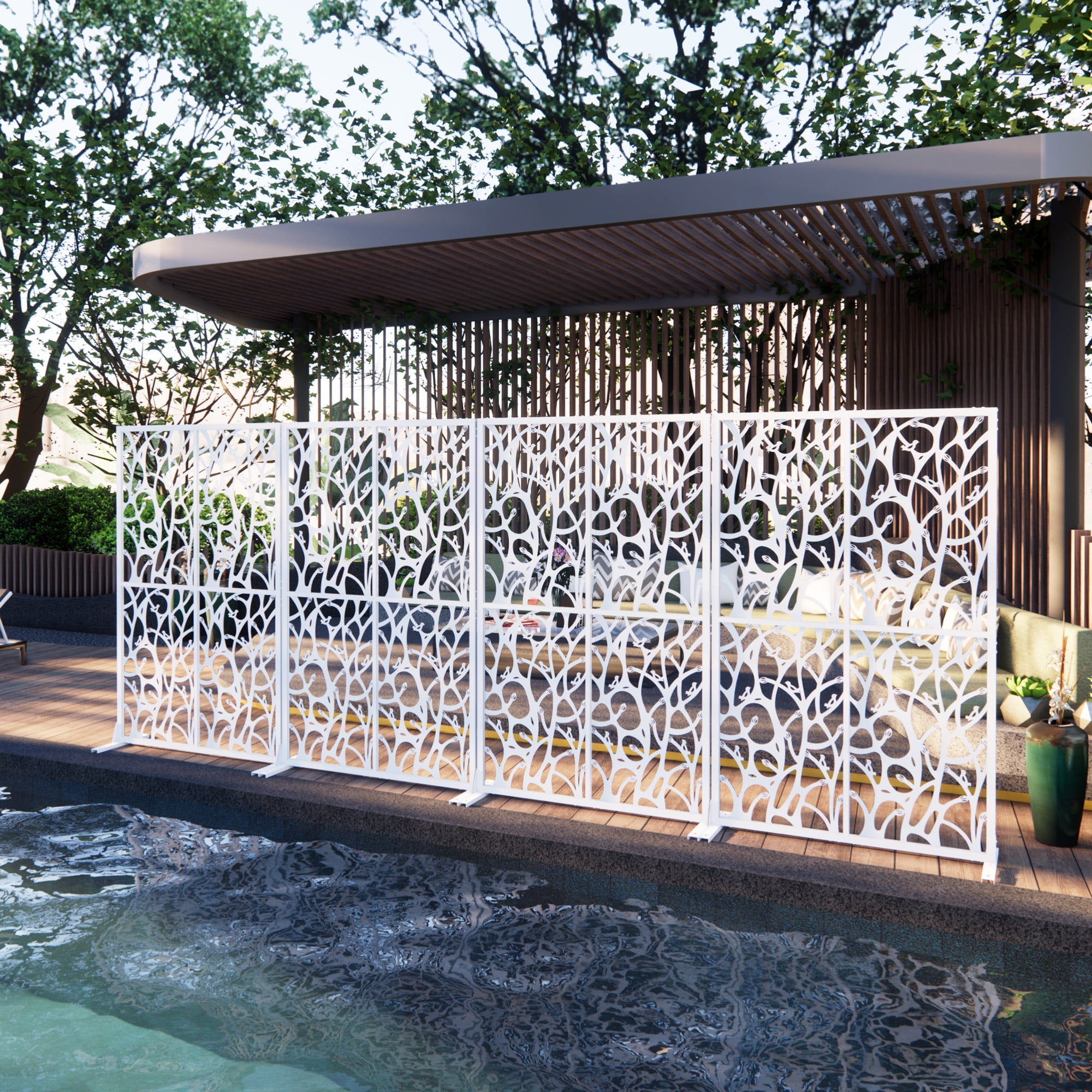 Miniyam Privacy Screen Room Divider, 74" x 45.3", Waterproof, Rust-Proof, White