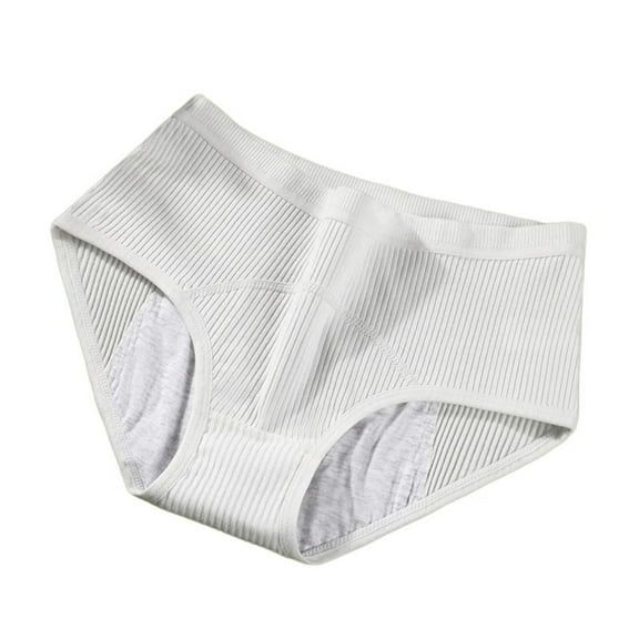 KHONTS Full Cover Period Underwear for Women High Waisted Leak Proof Panties Soft Comfort Pants for Month Cycle White XL