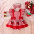 thumbnail image 2 of NIEWTR Combinaisons pour Bébé Fille Chic Détail à Volants Barboteuse Sans Manches en Viscose Justaucorps pour Nourrisson Combinaison Décontractée pour Nouveau-Né (Rouge, 0-3 Mois), 2 of 9