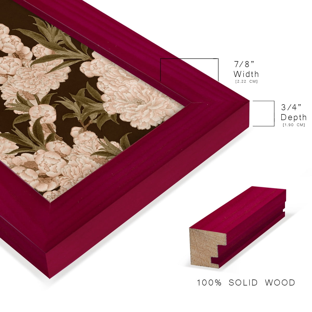 Asian Brocade III - Framed Print w/glass - Cherry Red