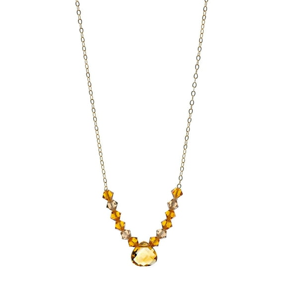 1160 Jewelry 14k Gold Filled Cable Chain Necklace with Citrine Briolette Centerpiece, 16" for Adults