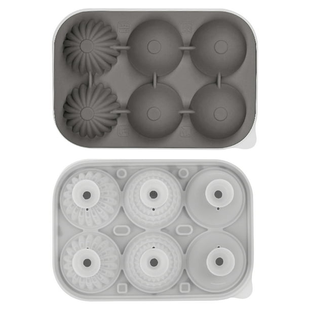 Enrejado de hielo, bandeja de cubitos de hielo, bandejas de hielo, cubitos de hielo de silicona, molde de hielo, cubitos de hielo combinados esféricos y angulares, molde de cubitos de hielo de silicon