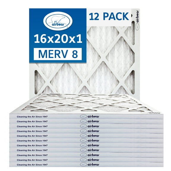 16x20x1 Air Filter MERV 8 (12-Pack) TRION Air Bear Pleated HVAC Air Filters Replacement (Actual Size 15.5 x 19.5 x .75)