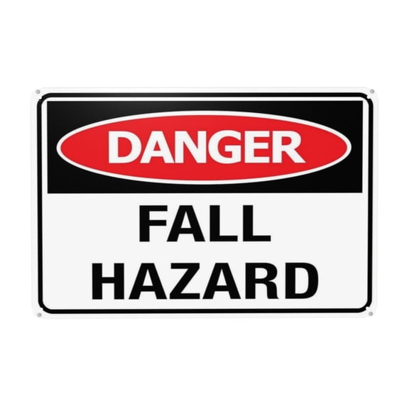 Danger Fall Hazard Tin Sign Warning Metal Sign Vintage Sign Wall Decor for Home Farm Bar Coffee Shop Club Decoration 8x12 Inch