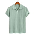 thumbnail image 2 of Timoontee Men's Short Sleeve Basic T Shirt Breathable Fabric Moisture Wicking Lapel Collar V Neck High Quality Quick Dry Green XL, 2 of 9