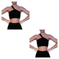 thumbnail image 2 of Eigraketly Trajes de ejercicio de 2 piezas Pantalones cortos amigables con la piel con tops cortos de un hombro Sujetador negro/S 2Conjunto, 2 of 6