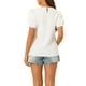 thumbnail image 3 of INSPIRE CHIC Women's Puff Short Sleeve Casual Round Neck Solid Top Pullover Keyhole Back Blouse White XS, 3 of 5