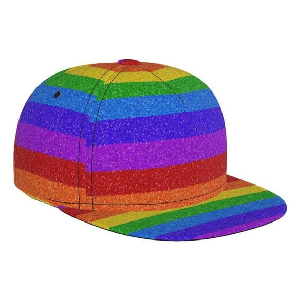 Hirioo Colorful Glitter Rainbow for Baseball Cap Men Cap Flat Brim for Men Women Teens Adjustable Baseball Cap