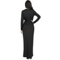 thumbnail image 6 of KOH KOH Long Sleeve Full Floor Length V-Neck Sexy Wrap Empire Waist Formal Dressy Winter Fall Cocktail Wedding Guest Party Tall Gown Maxi Dress For Women Black XX-Large US 18-20 NT292, 6 of 7