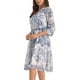 thumbnail image 4 of INSPIRE CHIC Vestido Elegante Floral para Mujer con Cuello en V, Manga 3/4, Con Cinta Frontal, Vestidos de Chifón Fluidos 2XL Blanco, 4 of 6