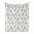 thumbnail image 1 of Floral Soft Flannel Fleece Blanket, Monochrome Background with Hand-Drawn Sketched Hydrangea Flowers Bouquet, Cozy Plush for Indoor and Outdoor Use, 60" x 80", Dark Brown and White, by Ambesonne, 1 of 6
