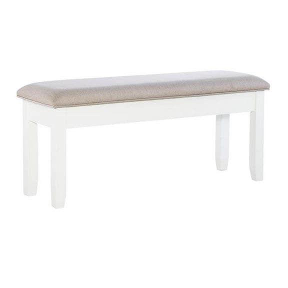 Bowery Hill 18" Wood/Fabric Storage Bench in Vanilla White/Light Gray
