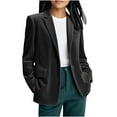 thumbnail image 2 of Otntypg Women's Corduroy Blazer Jacket Long Sleeve Slim Fit Jacket One Button Lapel Jacket Work Office Coat Outerwear with Pockets Black L, 2 of 7
