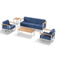 thumbnail image 4 of Opohoro 6-Pieces Outdoor Conversation Set with Patio Sofa, Swivel Rocking Chairs and Coffee Table, Blue, 4 of 13