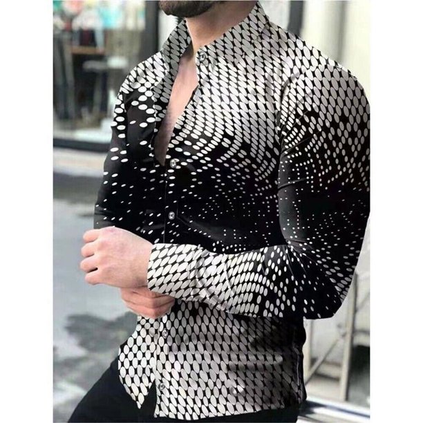 Camisas casuales de lujo para fiestas y reuniones de hombres Camisas sociales con solapa y botones Camisas casuales con estampado a cuadros de manga larga en color morado